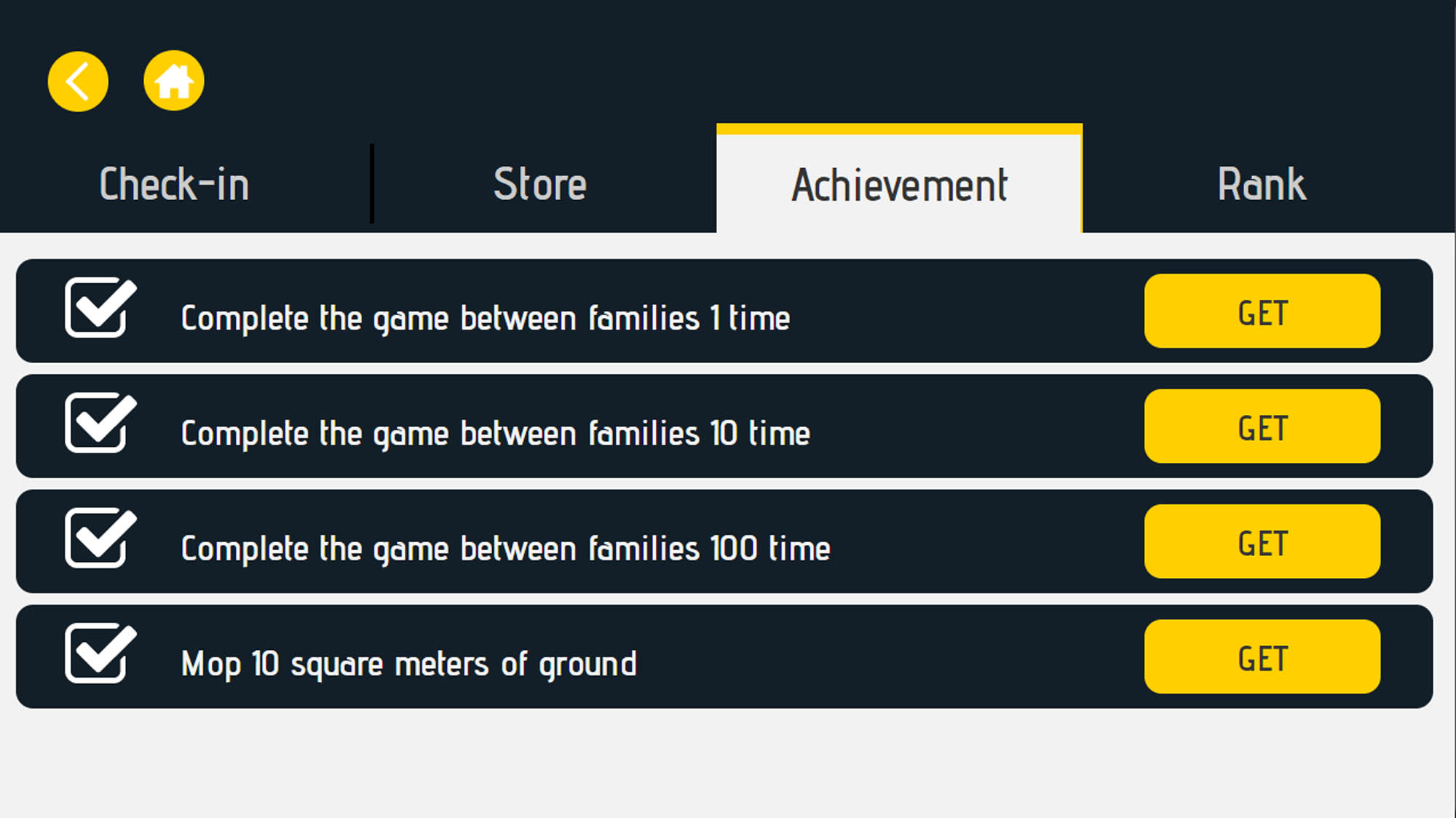 The achievement interface